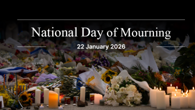 Memorial ceremony in Bondi with candles and flowers honoring victims of tragedy