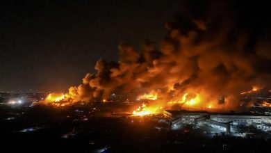테헤란 공항 화재로 인해 발생한 대형 화염과 연기