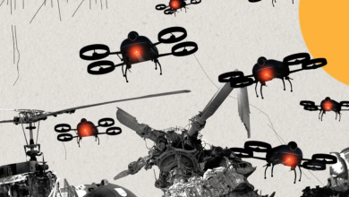 Iran war drone technology and counter-drone defense systems over Middle East energy infrastructure