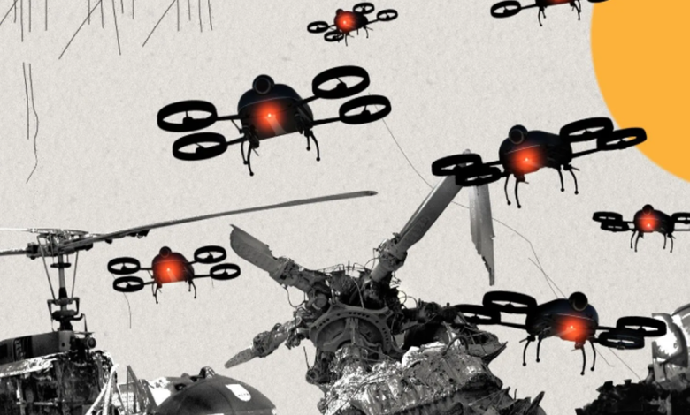 Iran war drone technology and counter-drone defense systems over Middle East energy infrastructure