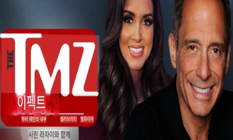 스튜디오 조명 아래 선 하비 레빈과 폭스·TMZ 화면, 워싱턴 의사당 이미지를 겹쳐 보여주는 미디어 권력 상징 장면