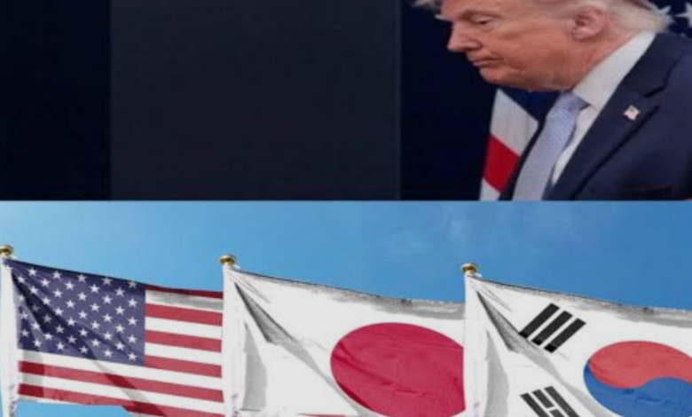 트럼프와 NATO 지도, 그리고 주한미군 기지를 상징적으로 보여주는 안보 긴장 이미지