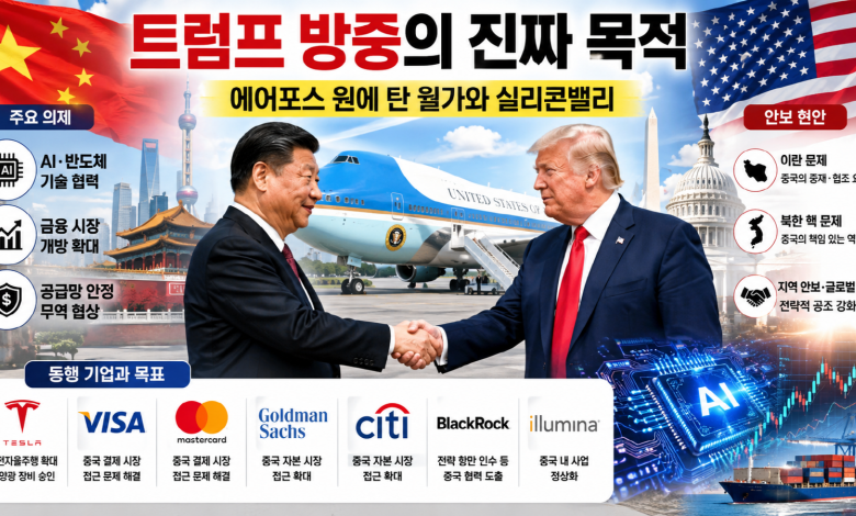 [전략 분석] “에어포스 원에 탄 월가와 실리콘밸리”… 트럼프의 방중은 정상회담이 아니라 ‘미국 주식회사’의 총공세다