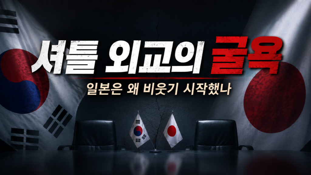 한일 정상외교와 일본 우익 정치 논란을 상징하는 16대9 정치 썸네일 이미지
