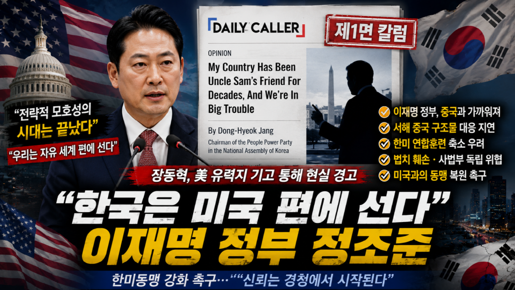 미국 성조기와 장동혁 대표, 이재명 정부 외교 논란을 담은 정치 썸네일