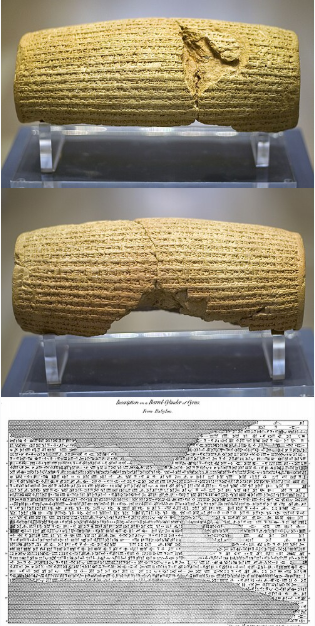 The cylinder is argued to be the oldest charter of human rights. Made in 539 BCE, the Cyrus Cylinder was authored by Cyrus the Great after he took over Babylon from Nabonidus. Parts of the writings inscribed on the cylinder indicate that the Great Achaemenid ruler freed the slaves who were captive in Babylon. Some historians argue that this was the first documented abolition of slavery and that is why it is considered to be one of the most important historical documents that changed the world. In 1971 a replica of this cylinder with English translation was handed over to the UN. The translation was largely intended to give credence to historical sources that insist Cyrus made the first declaration of human rights. Although this may be up for argument, there is undisputed evidence that the document demonstrates tolerance of the cult which became a policy carried on by Cyrus' successor.