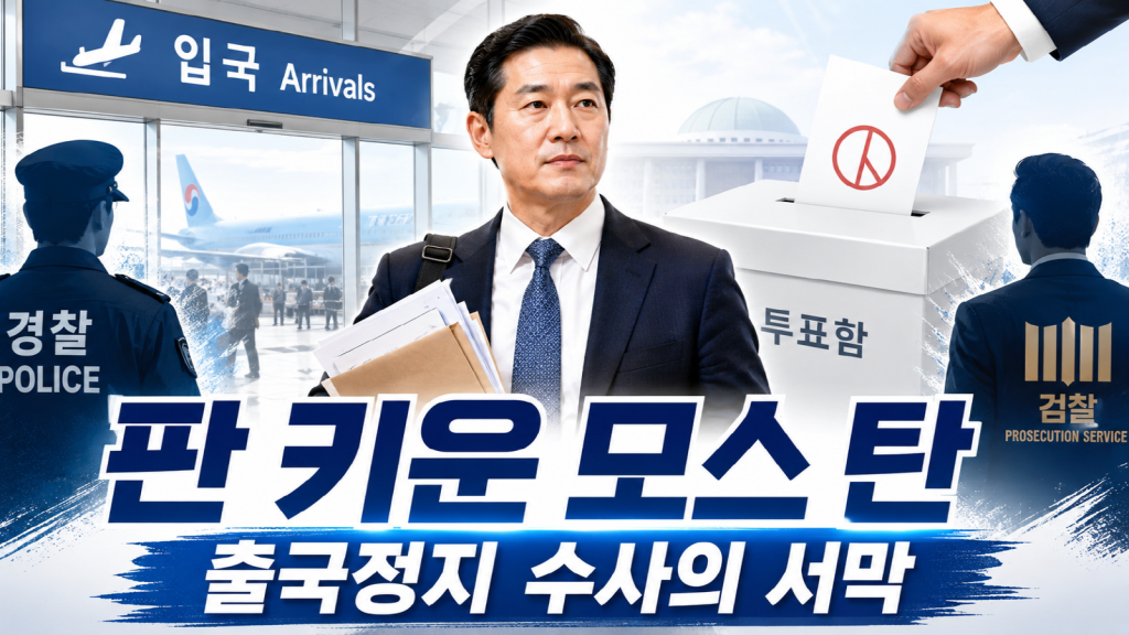 모스 탄 전 미국 대사의 한국 입국과 출국정지 수사 논란을 상징한 정치 뉴스 이미지