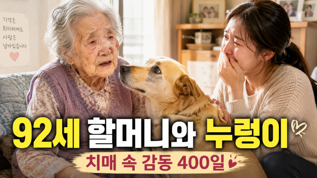 [감동스토리] 치매로 손녀의 얼굴조차 잊어버린 92세 할머니와 유기견 누렁이의 감동 400일 드라마 - 전 세계를 뭉클하게 만든 인간 존엄의 감동 리포트 - 뉴스보우 보도 실사 컷