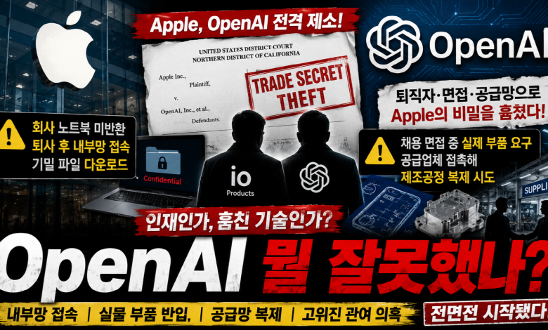 OpenAI가 뭘 그렇게 잘못했나?…Apple “OpenAI 하드웨어는 훔친 기술 위에 세워졌다”…400명 이직 뒤 터진 전쟁