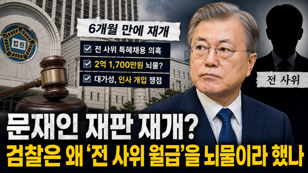 문재인 전 대통령 뇌물수수 사건 재판 재개를 상징하는 법원 이미지