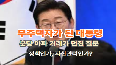 민주당 지지층도 주목한 이재명의 분당 아파트 거래…무주택자가 된 대통령, 정책과 자산관리가 남긴 질문 민주당 지지층도 주목한 이재명의 분당 아파트 거래…무주택자가 된 대통령, 정책과 자산관리가 남긴 질문