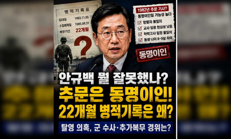 안규백은 뭘 그렇게 잘못했나?…안규백 ‘탈영·삼형제 추문’ 팩트체크…한쪽은 동명이인, 한쪽은 미완의 해명