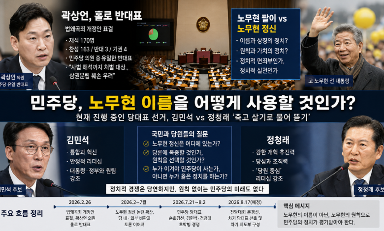 곽상언 홀로 반대표…노무현 팔이? 노무현 정신?…‘노무현’은 언제까지 정치적 면죄부가 될 것인가
