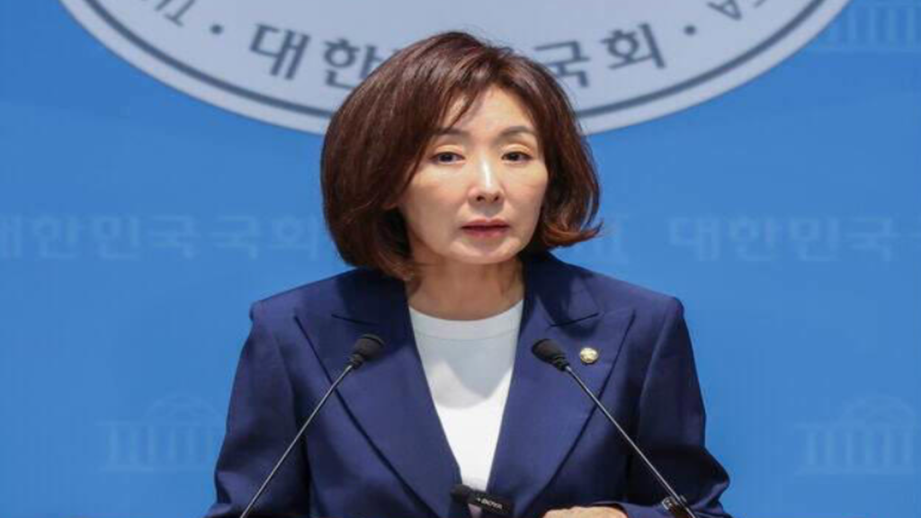 나경원 의원이 제기한 김승원 제넨셀 의혹과 KH필룩스, 배상윤, 김성태, 김만배 및 이재명 대통령 사이의 연결 의혹을 상징하는 한국 정치 풍자 이미지
